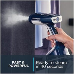 A powerful burst of steam from the Rowenta Xcel Steam Travel DR7051, making fabric fresh and wrinkle-free in seconds.